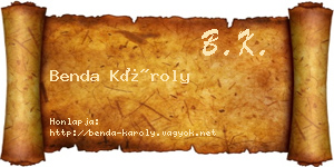 Benda Károly névjegykártya
